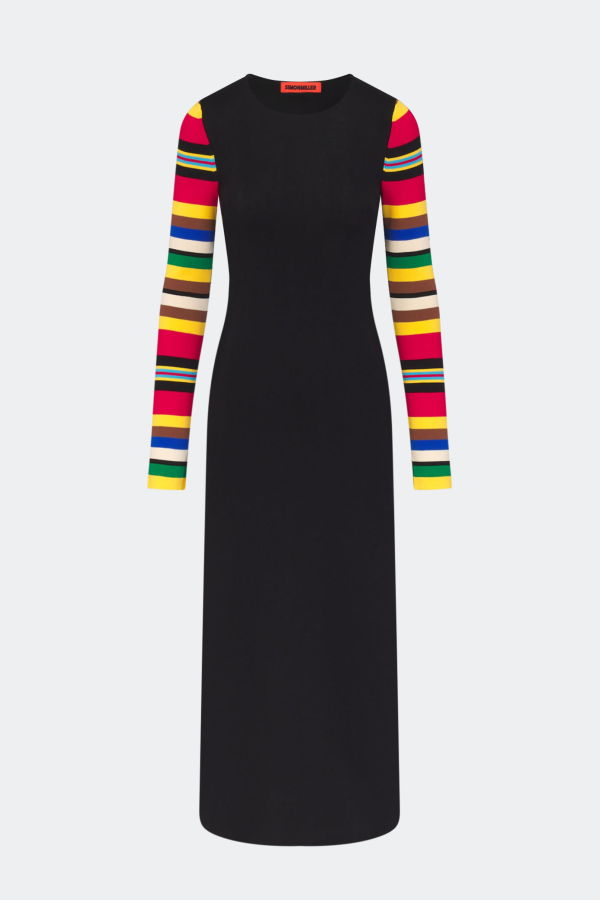 Simon Miller Adri Knit Maxi Dress - Black/Multi Stripe