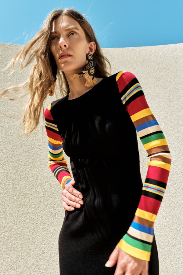 Simon Miller Adri Knit Maxi Dress - Black/Multi Stripe