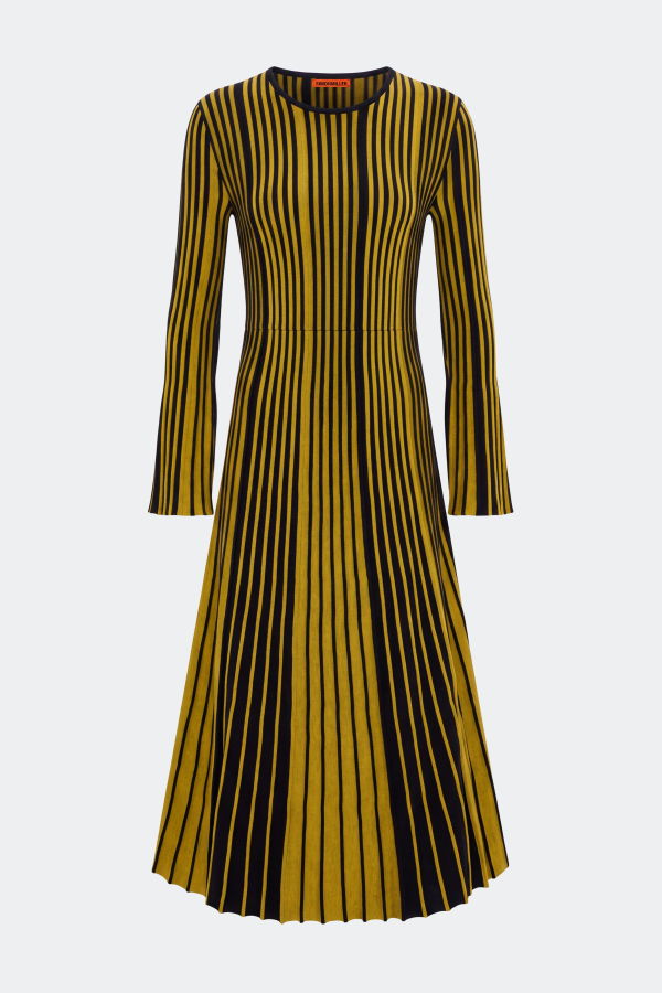 Simon Miller Celia Knit Dress - Melange Mustard/Black Rib