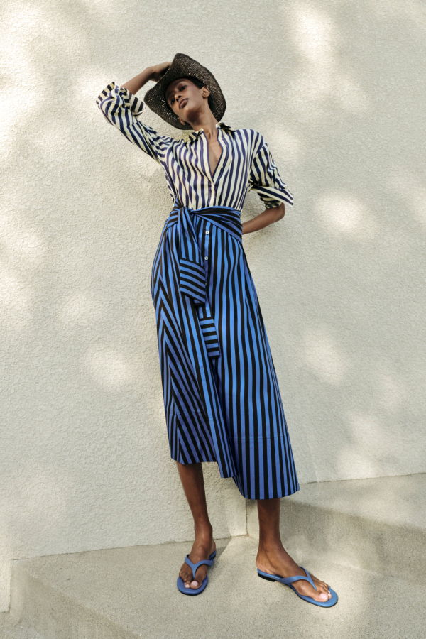 Simon Miller Inna Poplin Maxi Dress - Cobalt Stripe Combo