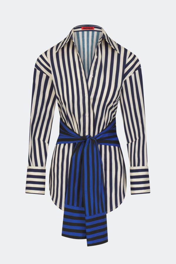 Simon Miller Inna Poplin Top - Cobalt Stripe Combo