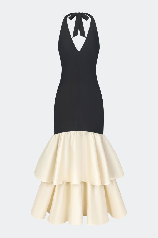 Simon Miller Magnolia Taffeta Halter Dress - Black/Bone