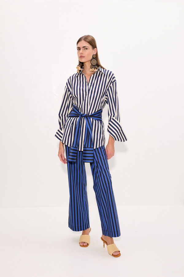 Simon Miller Pia Poplin Pant - Cobalt Stripe