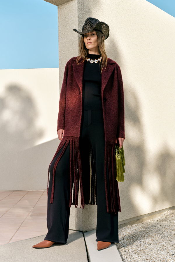 Simon Miller Vero Fringe Coat - Bordeaux