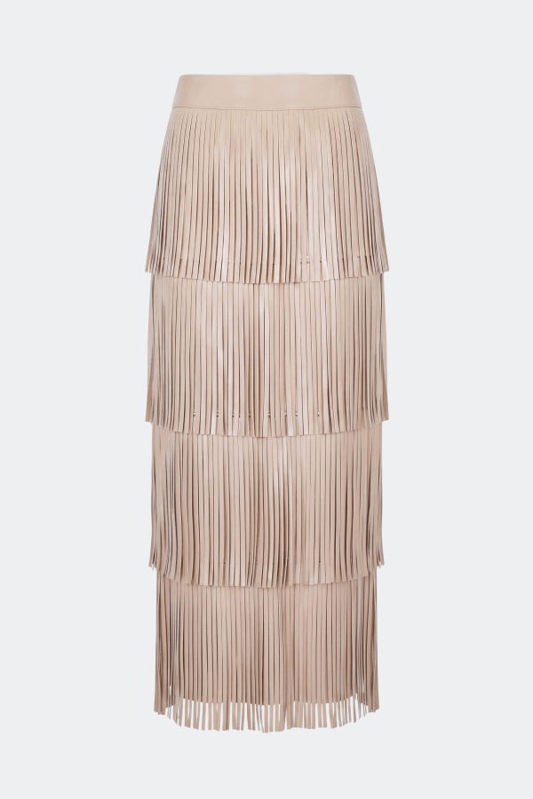 Simon Miller Za Za Vegan Leather Fringe Skirt - Ecru