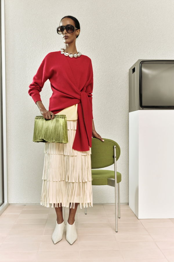 Simon Miller Za Za Vegan Leather Fringe Skirt - Ecru
