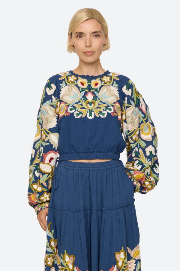 Sea NY Wilhelmina Long Sleeve Top - Blue