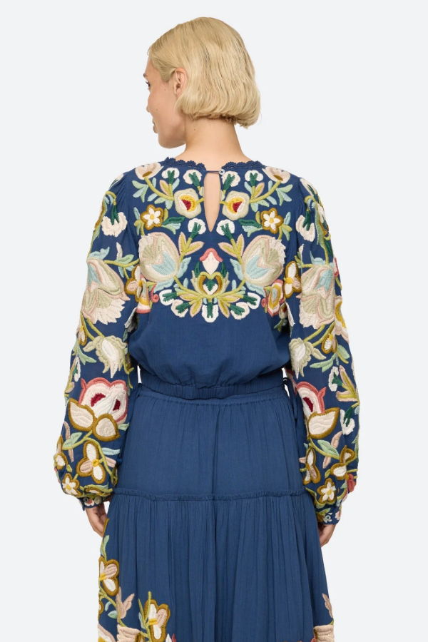Sea NY Wilhelmina Long Sleeve Top - Blue