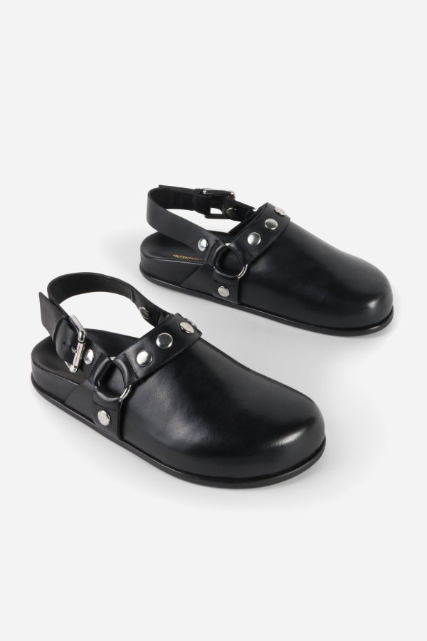INTENTIONALLY __________. Agacia Leather Slingback Mule - Black