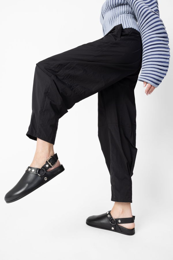 INTENTIONALLY __________. Agacia Leather Slingback Mule - Black