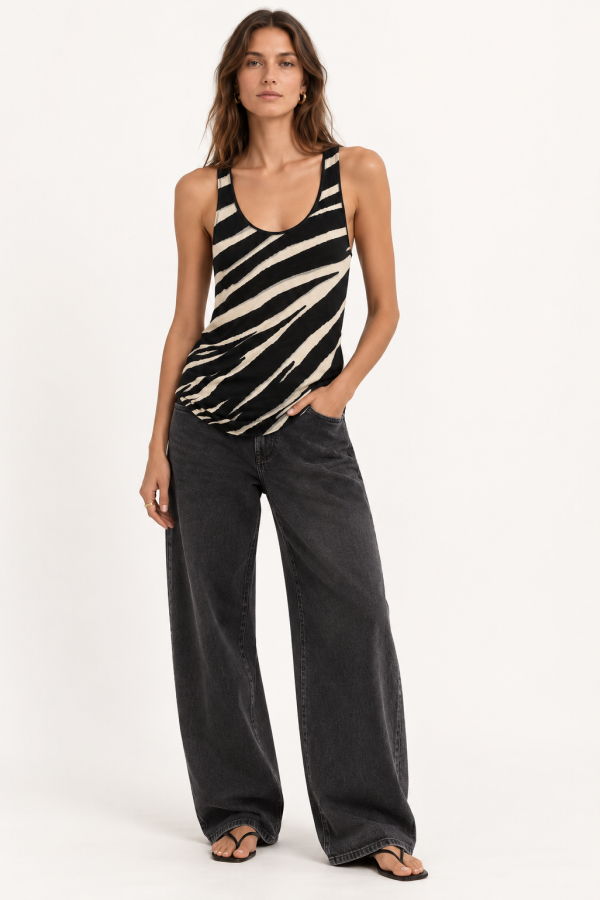Zadig & Voltaire Tarys Soft Zebra Tank - Black