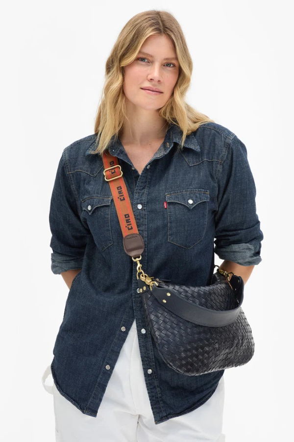 Clare V. Adjustable Crossbody Strap Ciao with Double Stripe