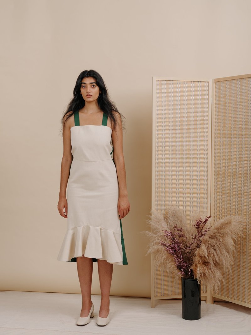 Wolcott : Takemoto Flo Dress - Hunter/Eggshell Combo