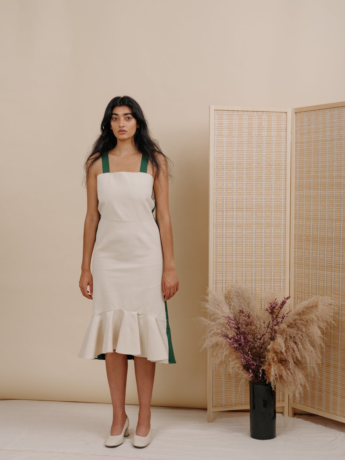 Wolcott : Takemoto Flo Dress - Hunter/Eggshell Combo - Image 3 of 4