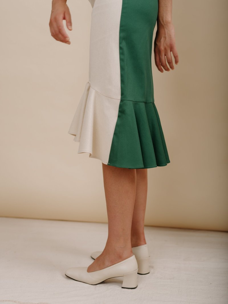 Wolcott : Takemoto Flo Dress - Hunter/Eggshell Combo