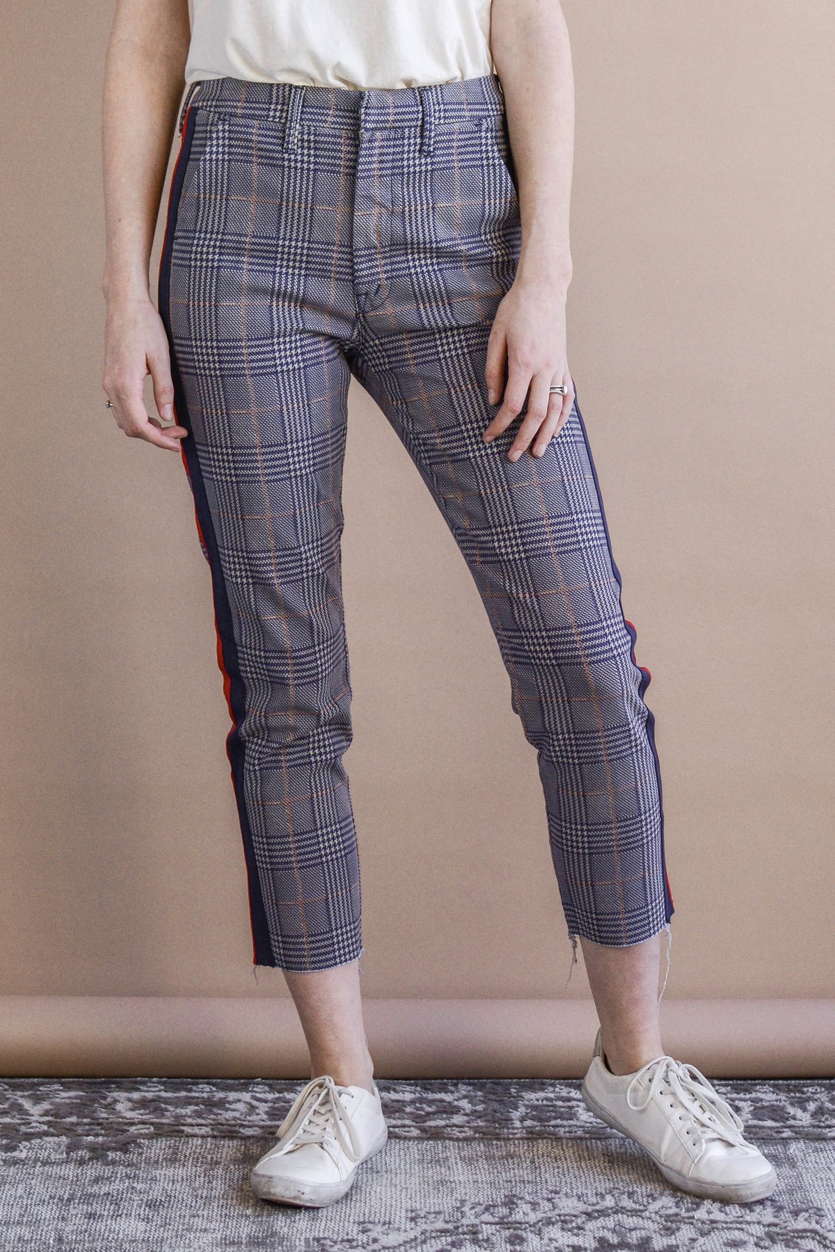 Mother Denim The Shaker Prep Fray Jeans Pink/Navy