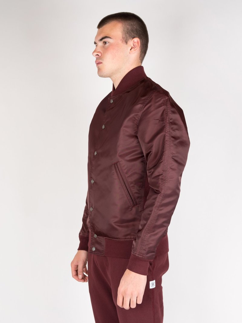 Reigning Champ Satin Stadium Jacket - Crimson | Garmentory