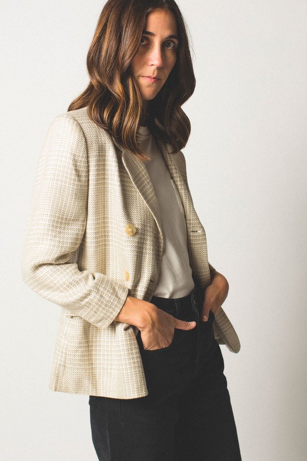 Preservation Vintage Houndstooth Blazer Cream Garmentory