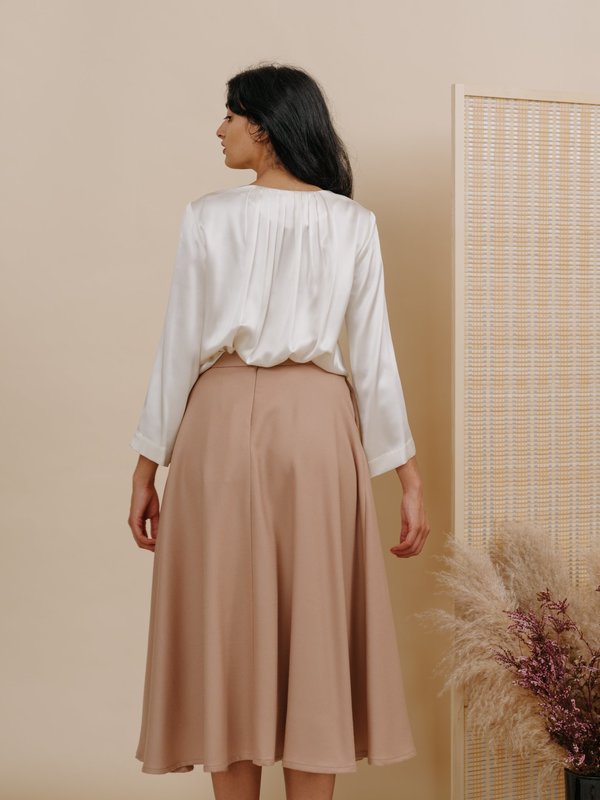 Wolcott : Takemoto Diane Blouse - White Silk Charmeuse Wolcott : Takemoto Diane Blouse - White Silk Charmeuse