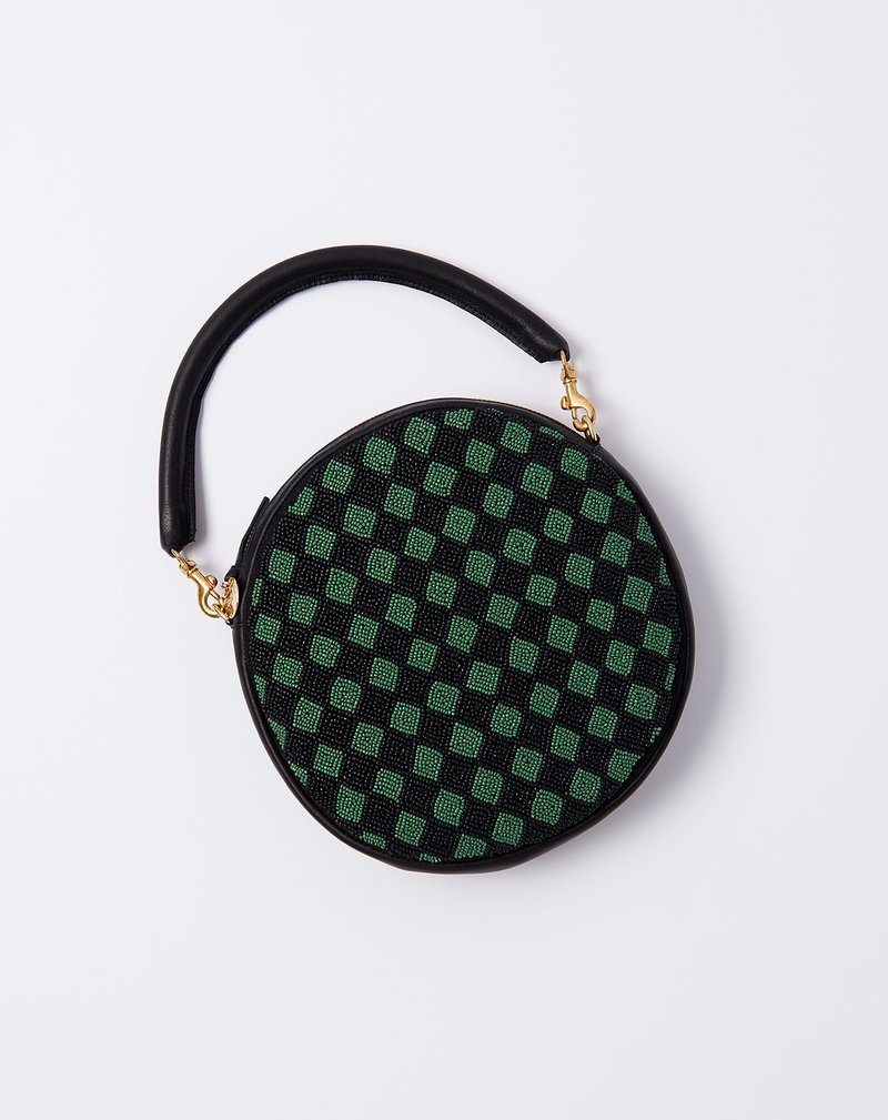 Clare V Circle Bag Clare Circle Clutch Beaded Black/Green