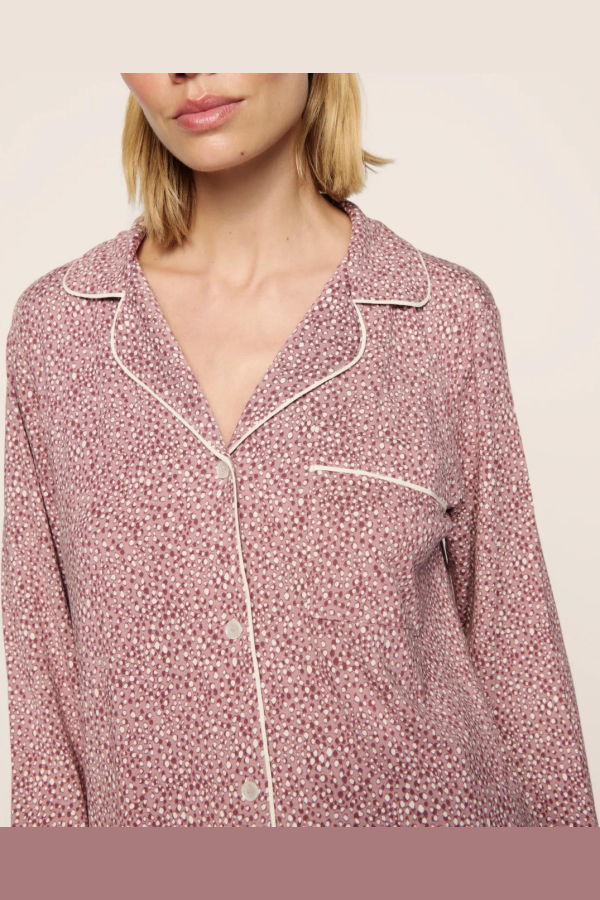 Eberjey Gisele Printed Long PJ Set - Animal Instinct / Woodrose Ivory