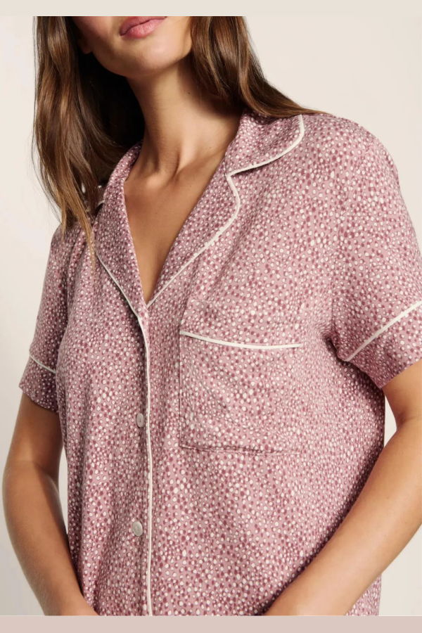 Eberjey GiseleEberjey Printed Relax Short PJ Set - Animal Instinct/Woodrose Ivory