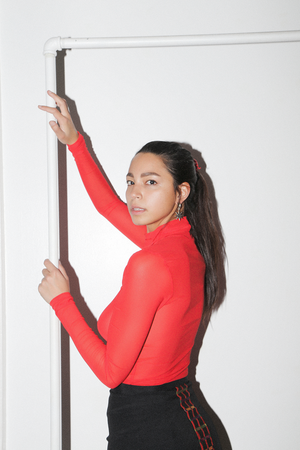 red mesh turtleneck