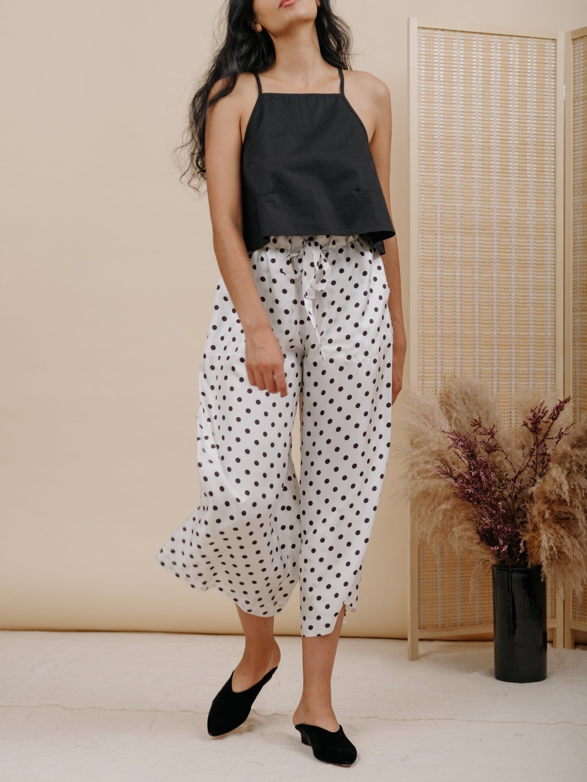Wolcott : Takemoto Yayoi Pant - White Polka Dot Silk - Image 2 of 5