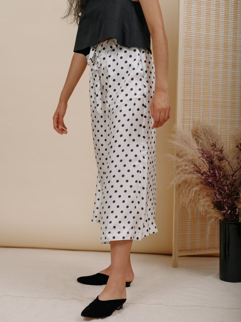 Wolcott : Takemoto Yayoi Pant - White Polka Dot Silk