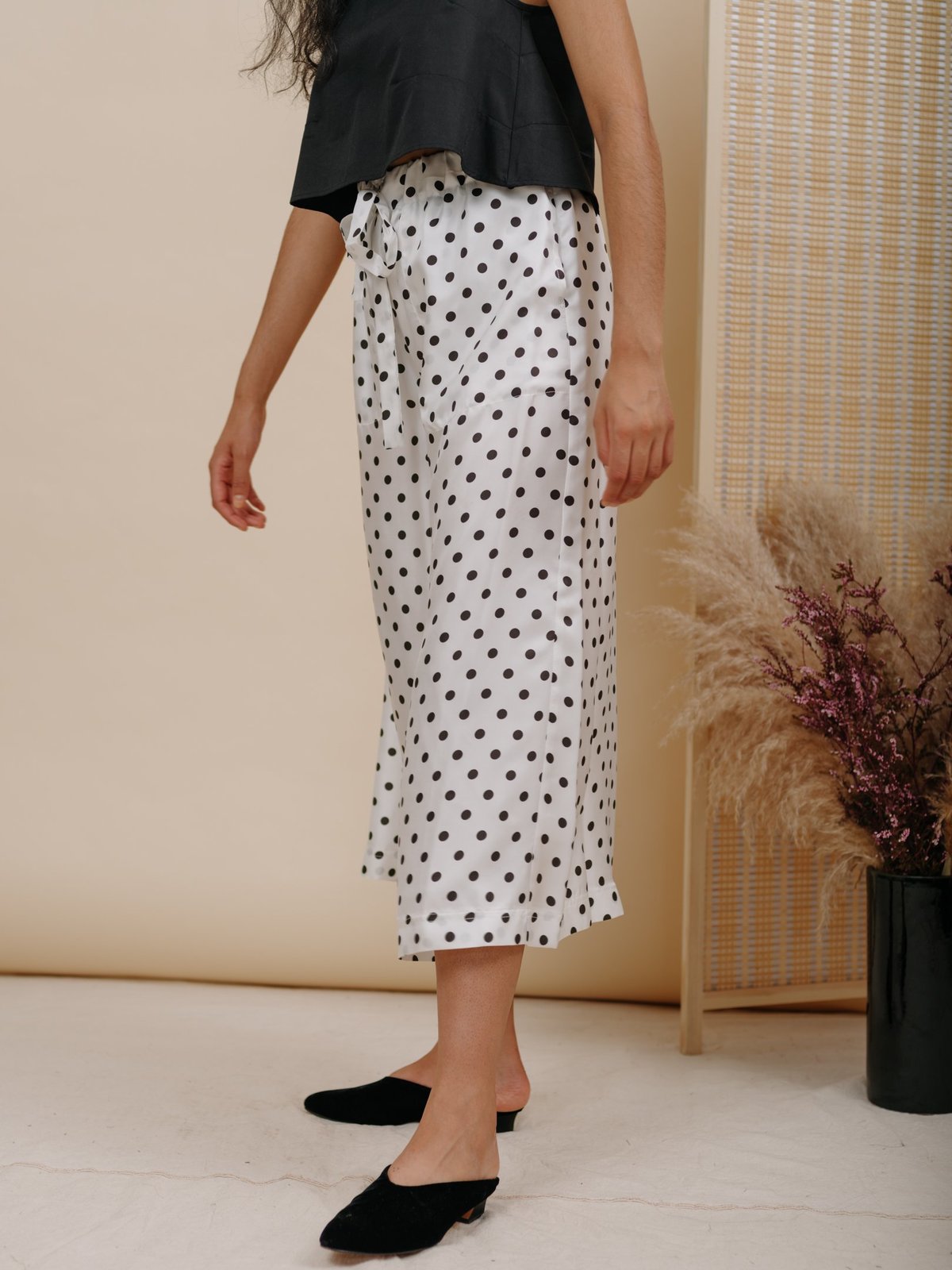 Wolcott : Takemoto Yayoi Pant - White Polka Dot Silk - Image 3 of 5
