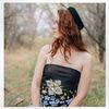 Matty Miller Studio 100% Silk Design Scarf - Black Gentian Floral Bird - Thumbnail 2