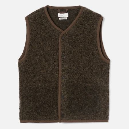 Margaret Howell Linen V-Neck Vest - Mouse Brown | Garmentory