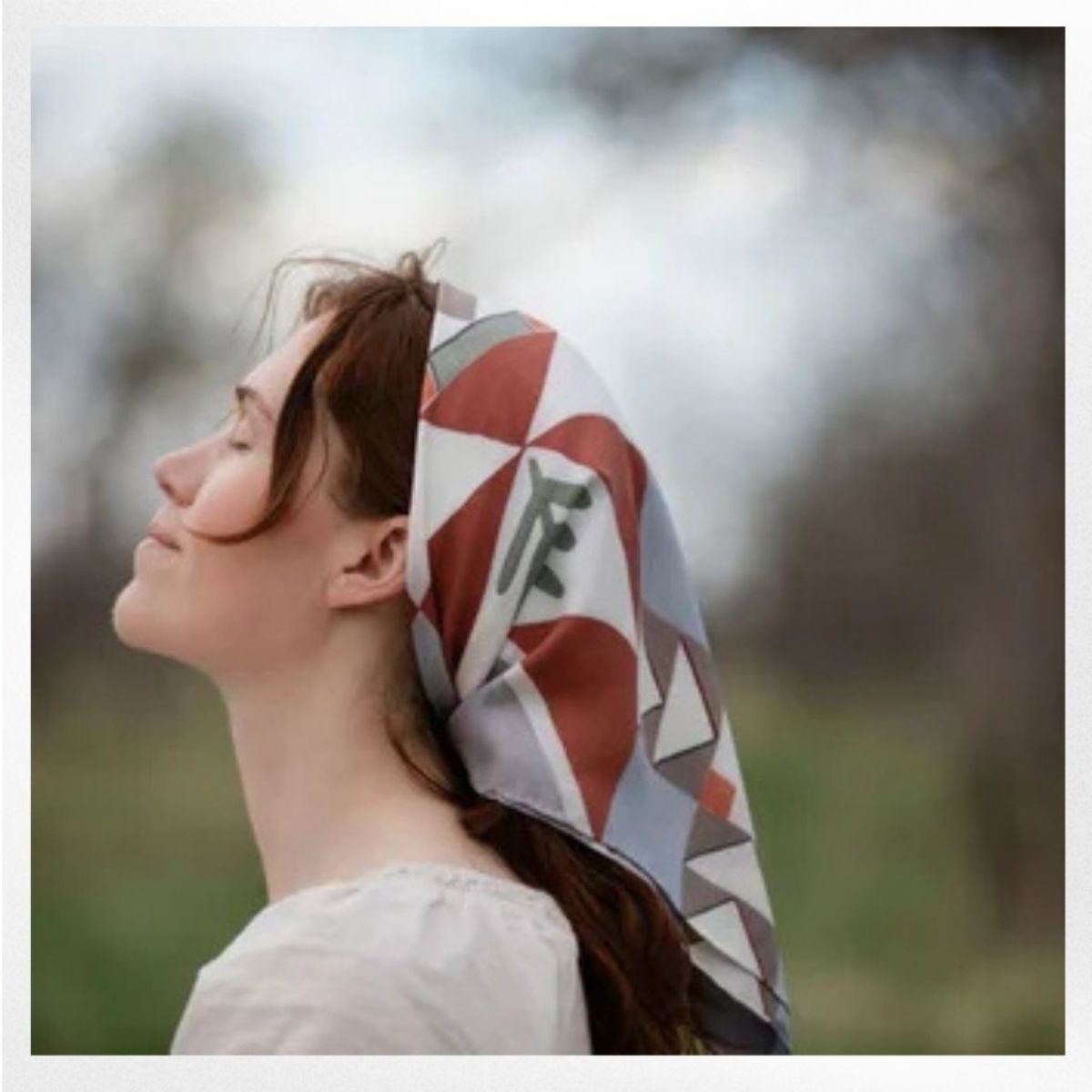 Matty Miller Studio 100% Silk Heirloom Folk Quilt Pattern Scarf - Image 2 of 12