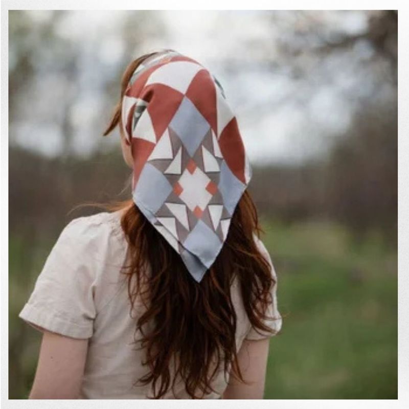 Matty Miller Studio 100% Silk Heirloom Folk Quilt Pattern Scarf