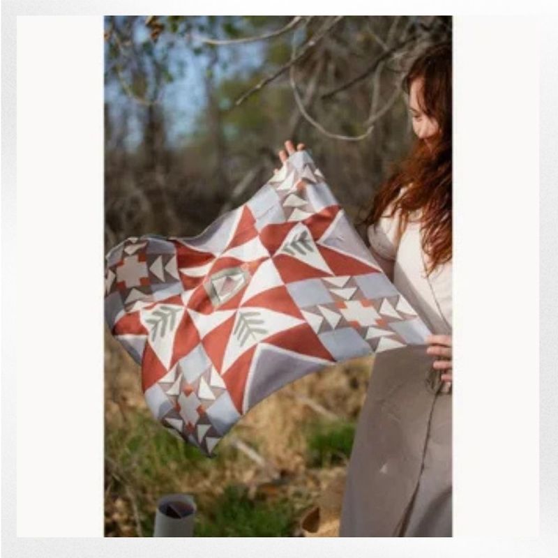 Matty Miller Studio 100% Silk Heirloom Folk Quilt Pattern Scarf