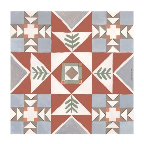 Matty Miller Studio 100% Silk Heirloom Folk Quilt Pattern Scarf