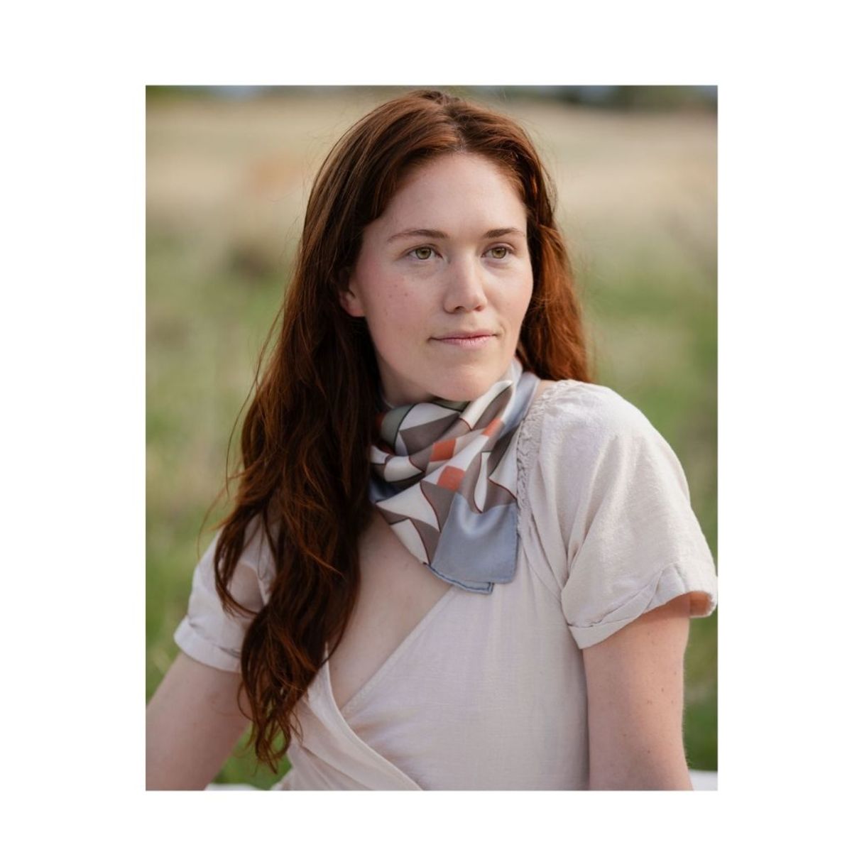 Matty Miller Studio 100% Silk Heirloom Folk Quilt Pattern Scarf - Image 8 of 12