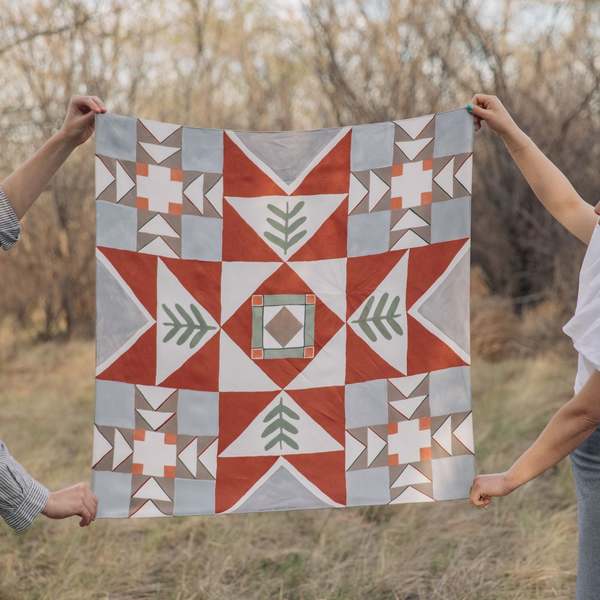 Matty Miller Studio 100% Silk Heirloom Folk Quilt Pattern Scarf