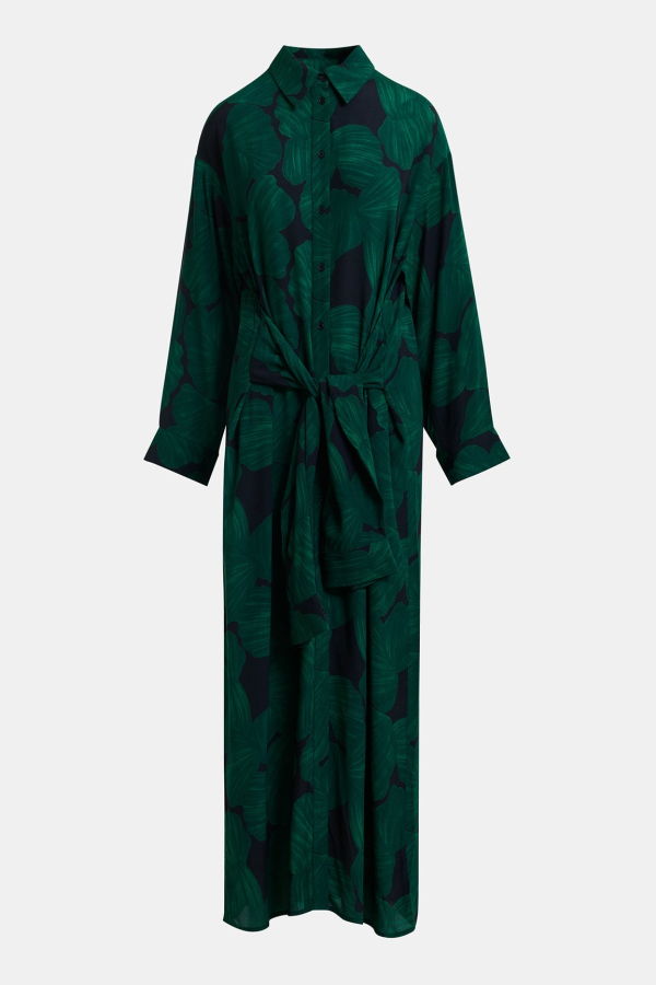 Essentiel Antwerp Kamila Waist Tie Shirt Dress - Bottle Green