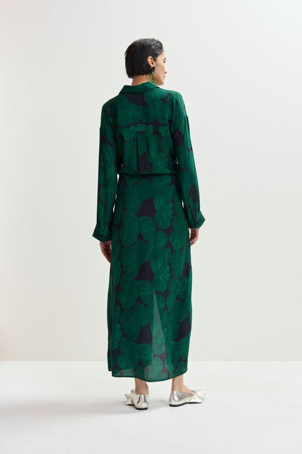 Essentiel Antwerp Kamila Waist Tie Shirt Dress - Bottle Green