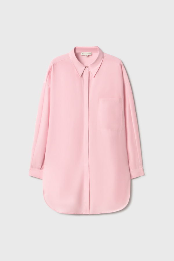 Silk Laundry Cotton Silk Round Shirt - Vintage Pink
