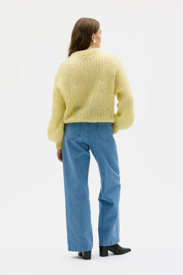 Maska Dove Lace Knit Mohair Silk Sweater - Light Yellow