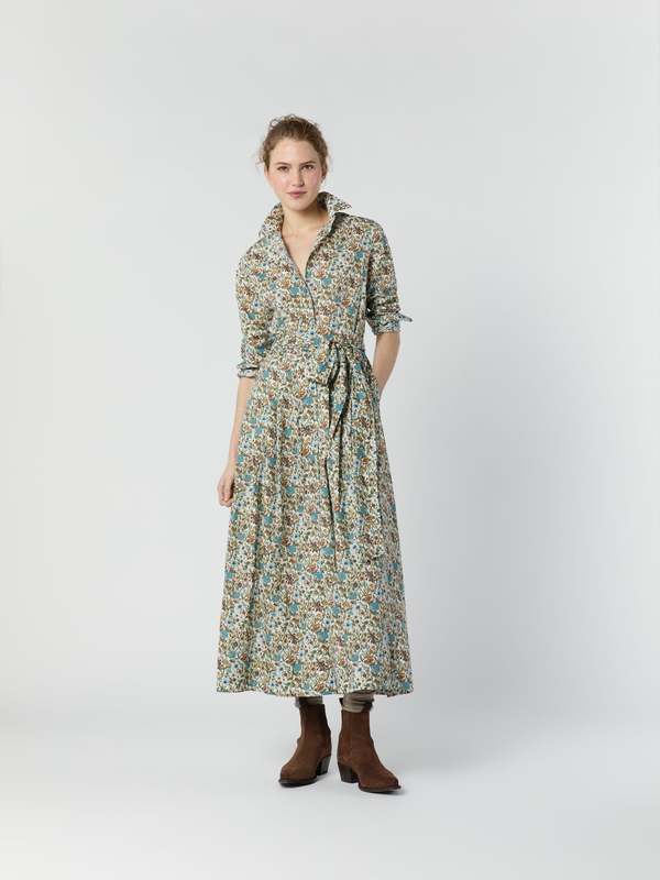 classic shirtwaist dress MASHBURN Maxi - Moss/Cerulean Rachel Liberty Fabric Formal Size:8x10 Glossy modesty matter Girls: Just A Dream shoulder yoke gathers