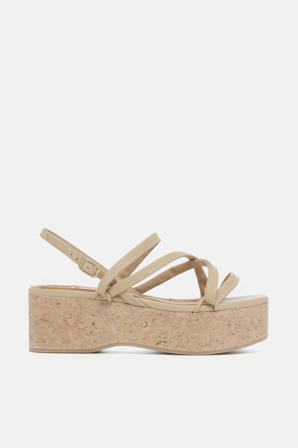 Coclico Erykah Wedge Sandal - Latte Macchiato Leather