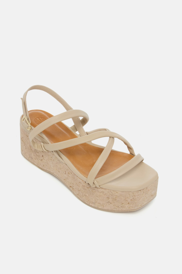 Coclico Erykah Wedge Sandal - Latte Macchiato Leather