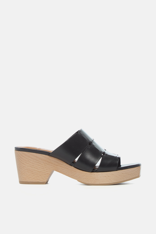Coclico Madonna Clog Sandal - Black Vacchetta