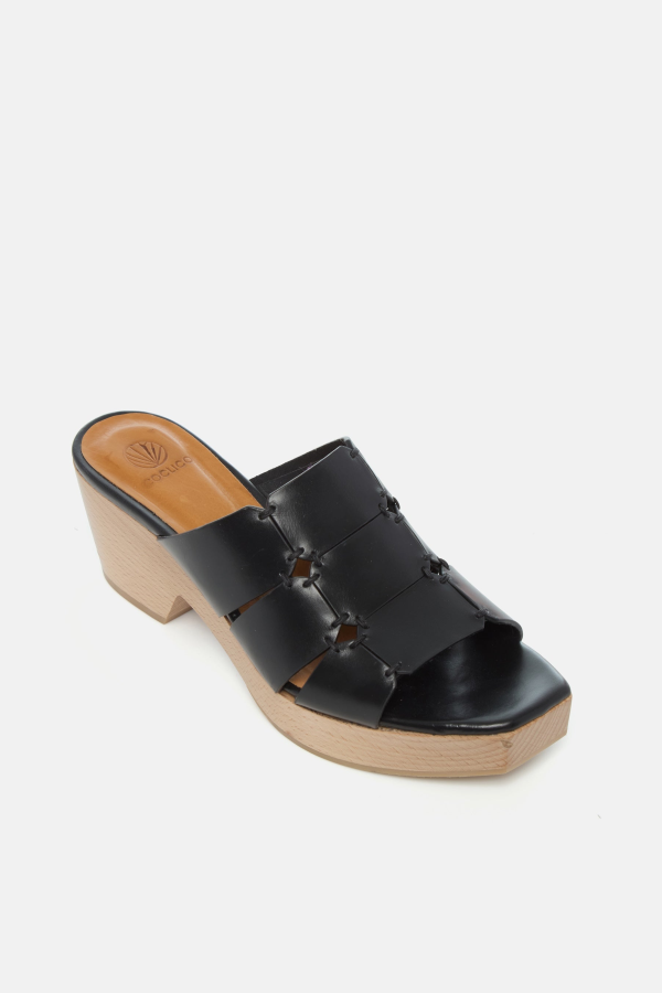 Coclico Madonna Clog Sandal - Black Vacchetta