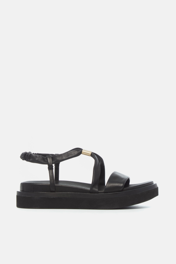 Coclico Orlando Wedge Sandal - Black Leather