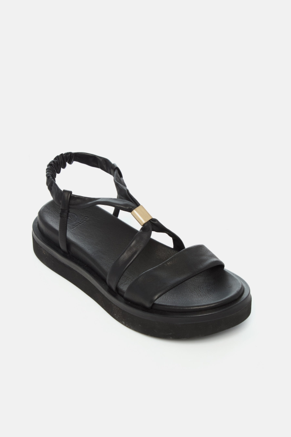 Coclico Orlando Wedge Sandal - Black Leather
