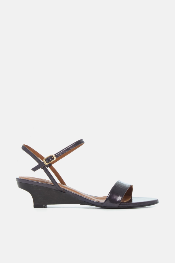 Coclico Venti Demi-Wedge Sandal - Black Pearl Antiqued Patent